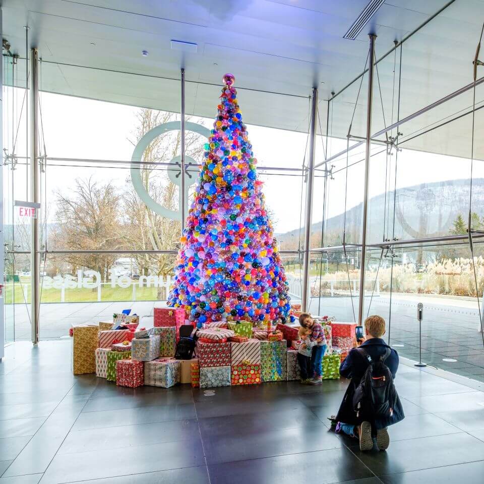Holiday Ornament Tree on Display at CMOG - 2,000 Glass Ornaments event